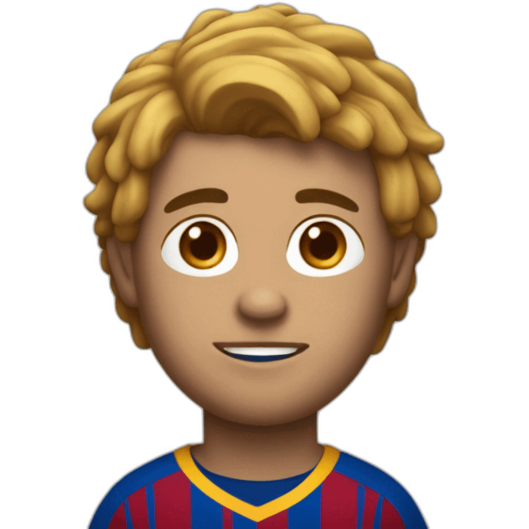 Guy wearing barcelona jersey playing soccer emoji