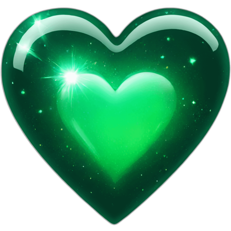 magic sparkling dark green heart emoji