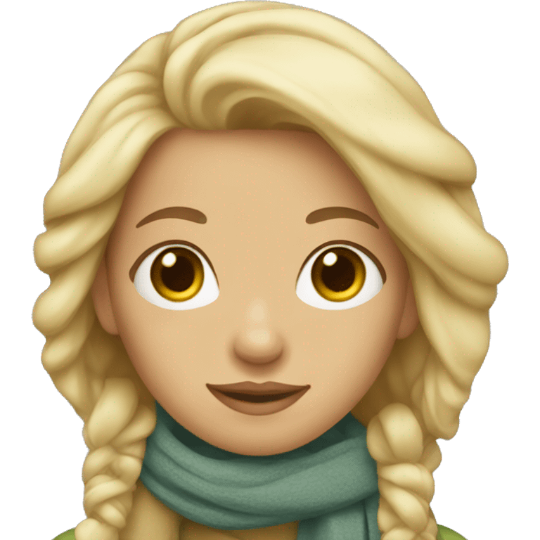 blonde girl wearing scarf with hair down  emoji