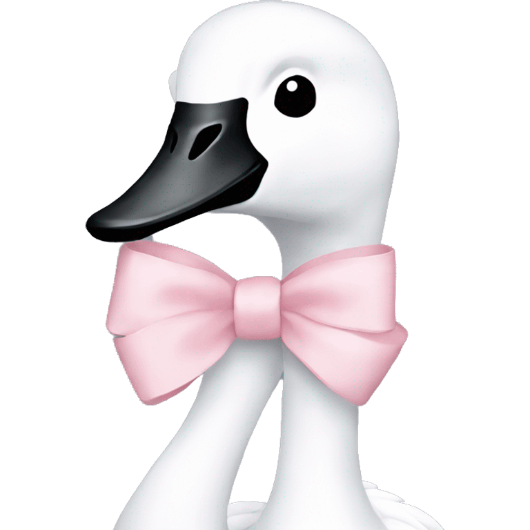 adult swan with a light pink bow around the neck emoji