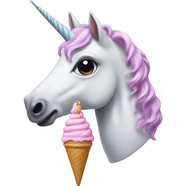 unicorn with a bow eating ice cream emoji