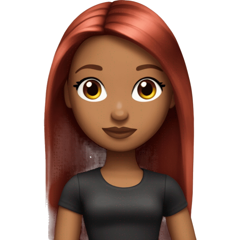 Tan Bratz doll with super long lashes dark straight red hair emoji