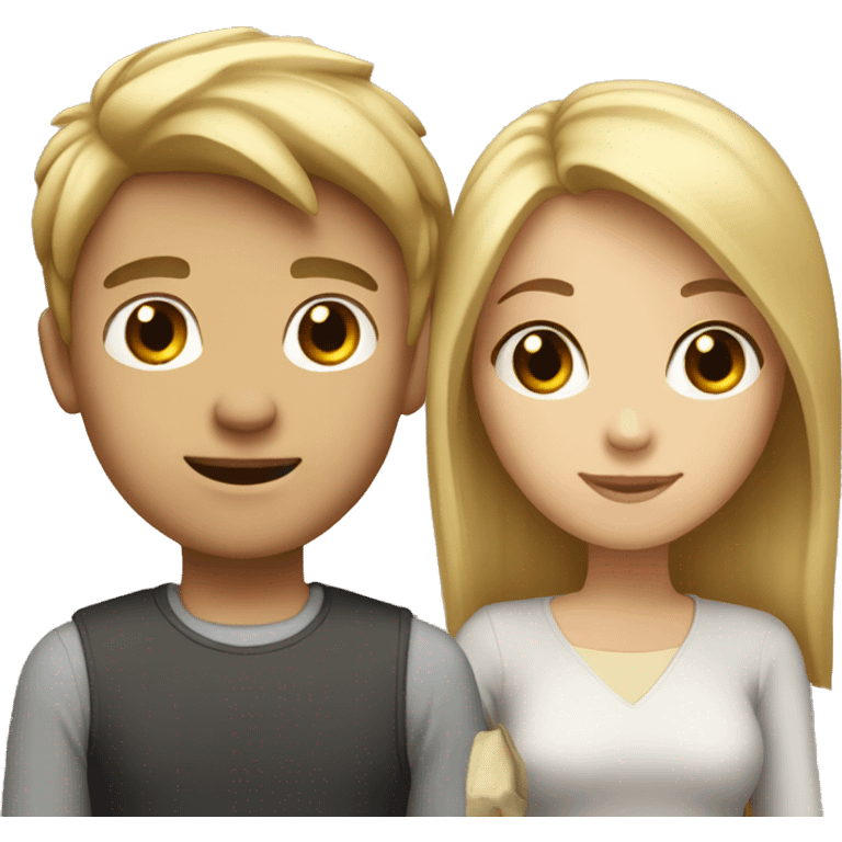 boy with blonde hair tall and girl with brown hair short  emoji