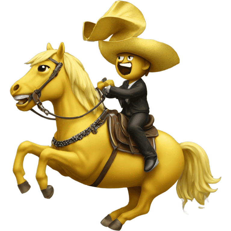 A banana riding a horse crying gold emoji