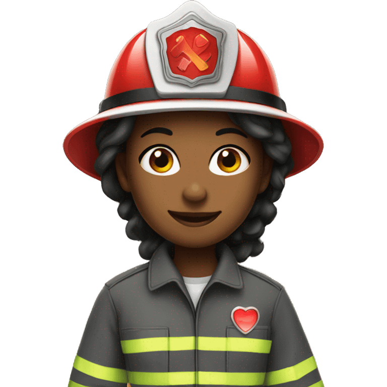 Firefighter woman with heart eyes emoji