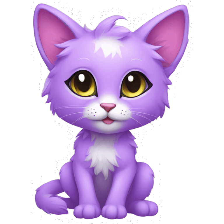 Kawaii colorful bright lilac-colored fantasy ethereal anthro feline fursona animal creature emoji