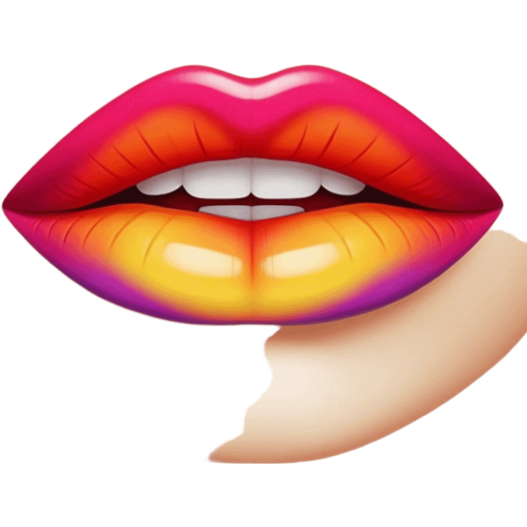 psychedelic colored lips emoji