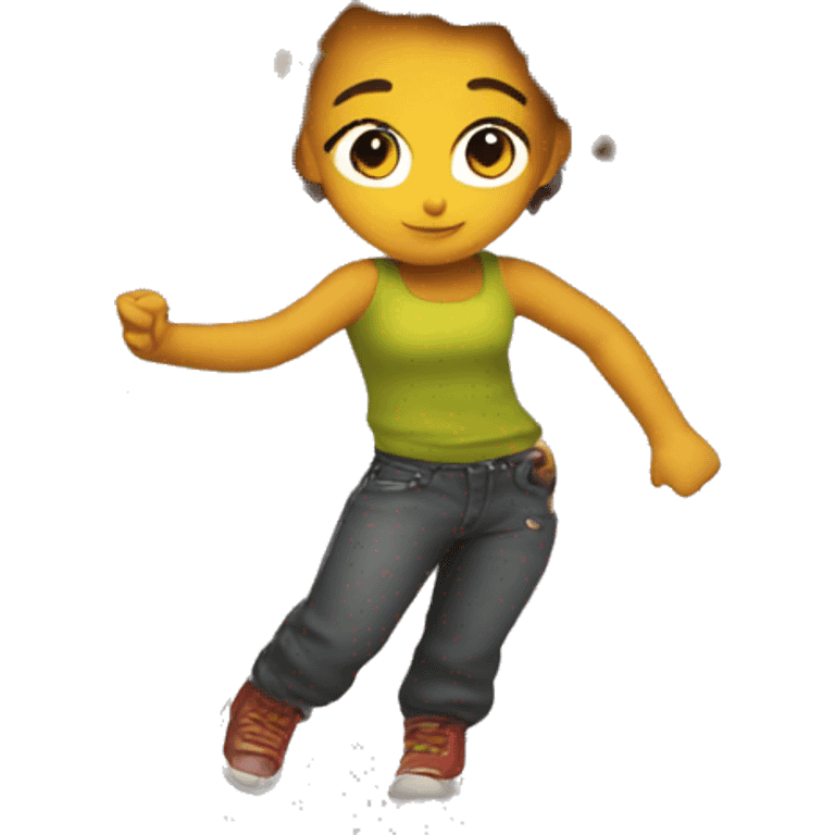 Chica con el pelo corto tomando una Sprite  emoji