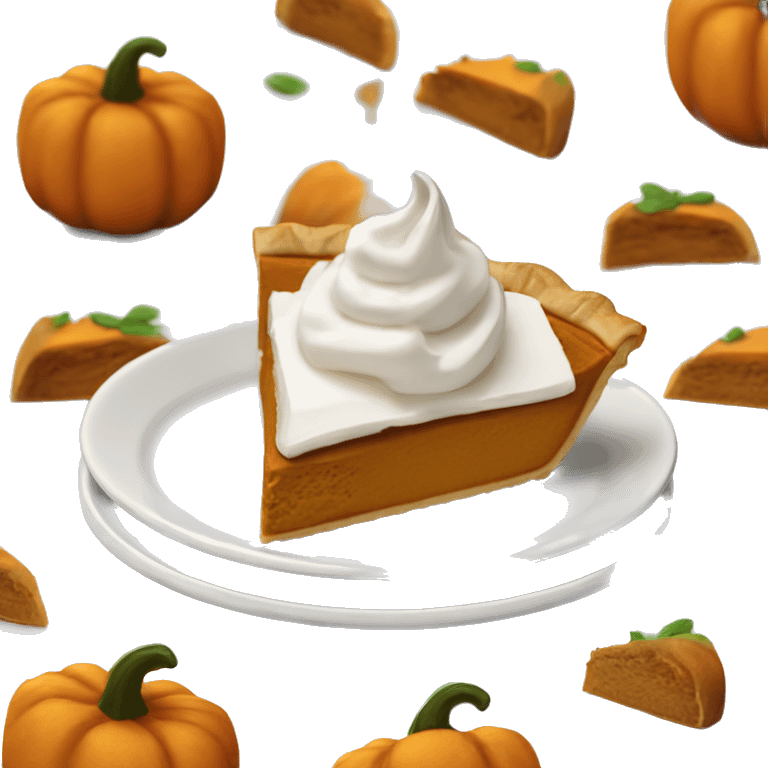 Pumpkin pie slice with whipped cream on top emoji