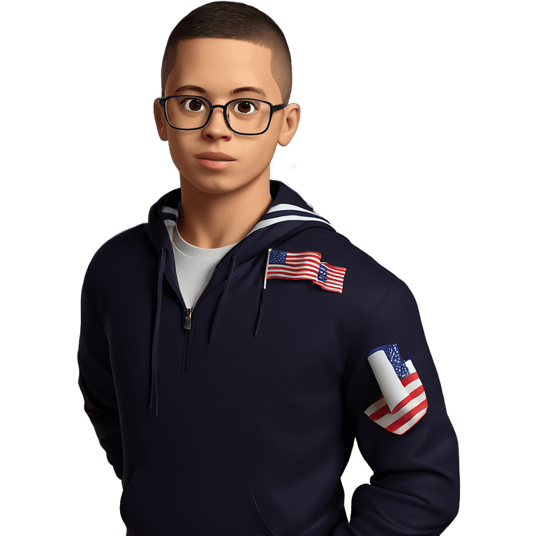 boy with glasses and flags emoji