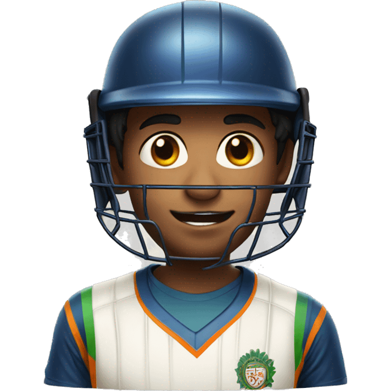 Indian boy face in cricket helmet  emoji