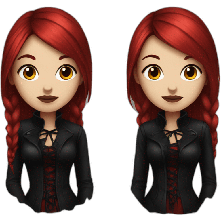 gothic girl black and red hair emoji