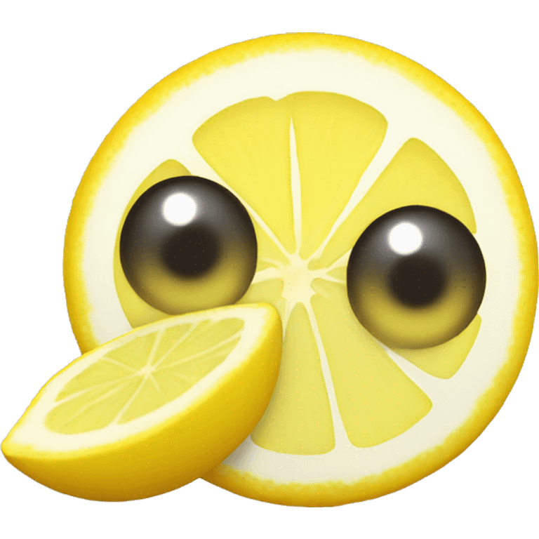 A lemon slice emoji with big cute happy eyes emoji