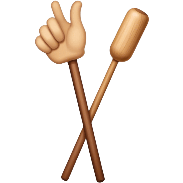 Hand holding Woodstick emoji