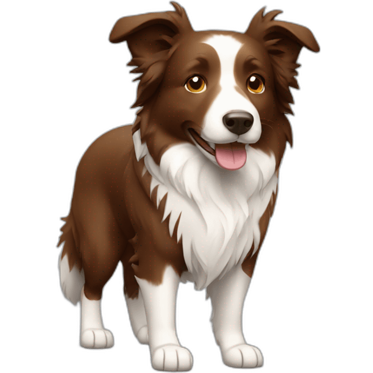 Walking a brown border collie emoji