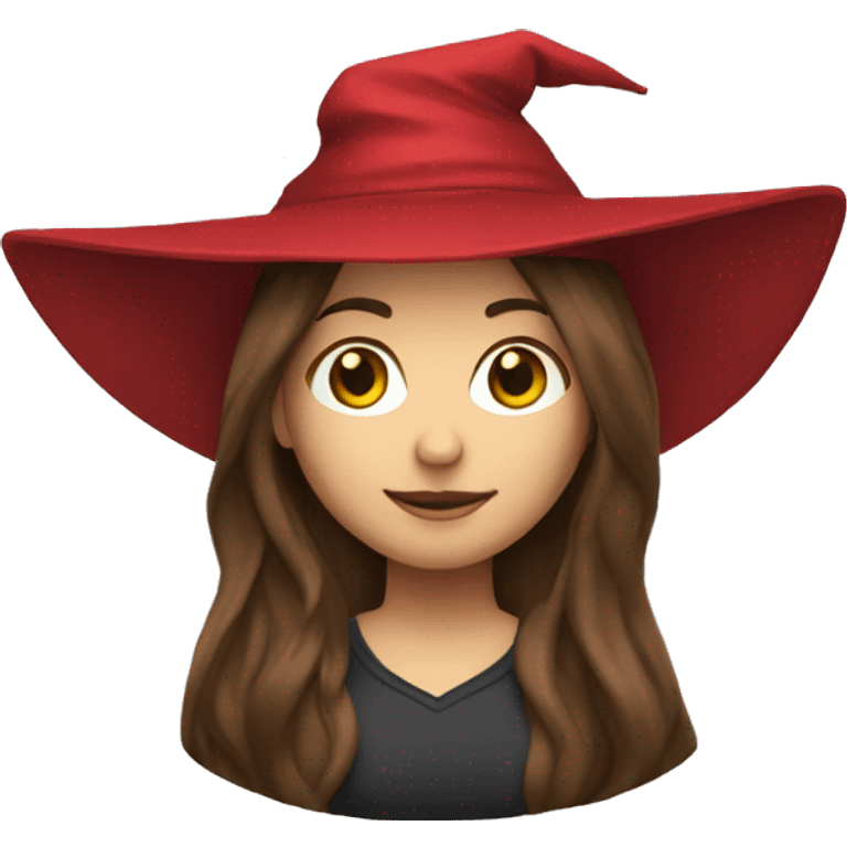 long hair brunette witch with red baseball cap emoji