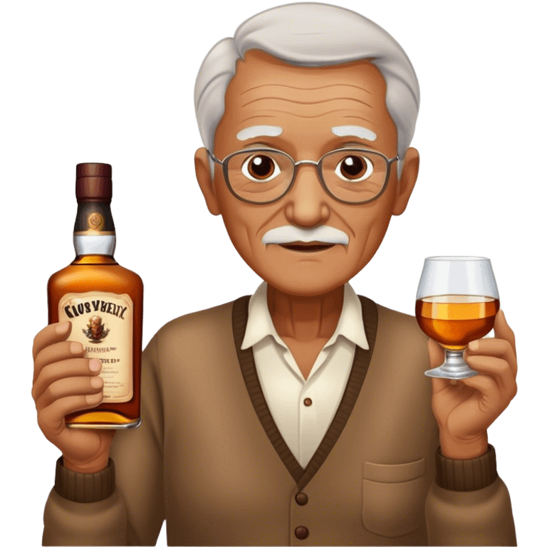 Anciano con botella de wiskey en la mano emoji