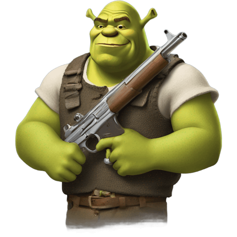 Shrek with gun emoji