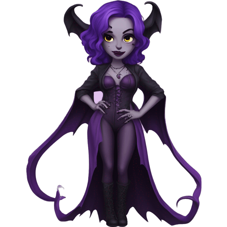 Gothic succubus girl with big purple outfitst  emoji