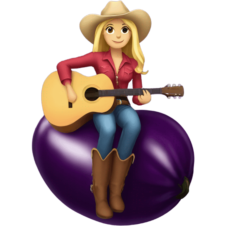 Blonde cowgirl sitting on eggplant  emoji