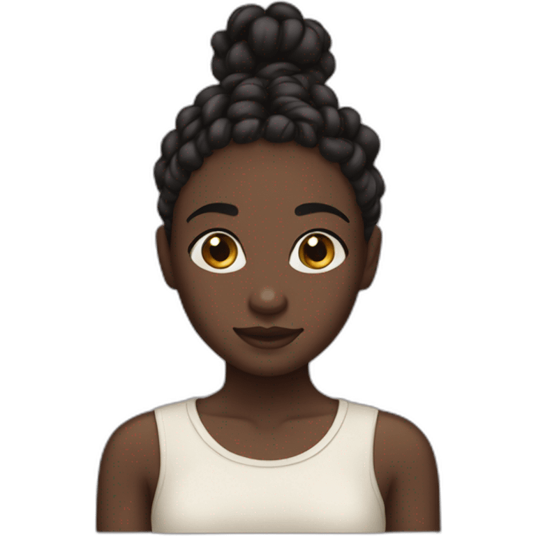 Dark skinned girl with little braids emoji