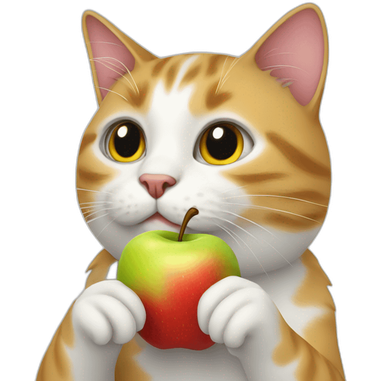 cat with an apple emoji