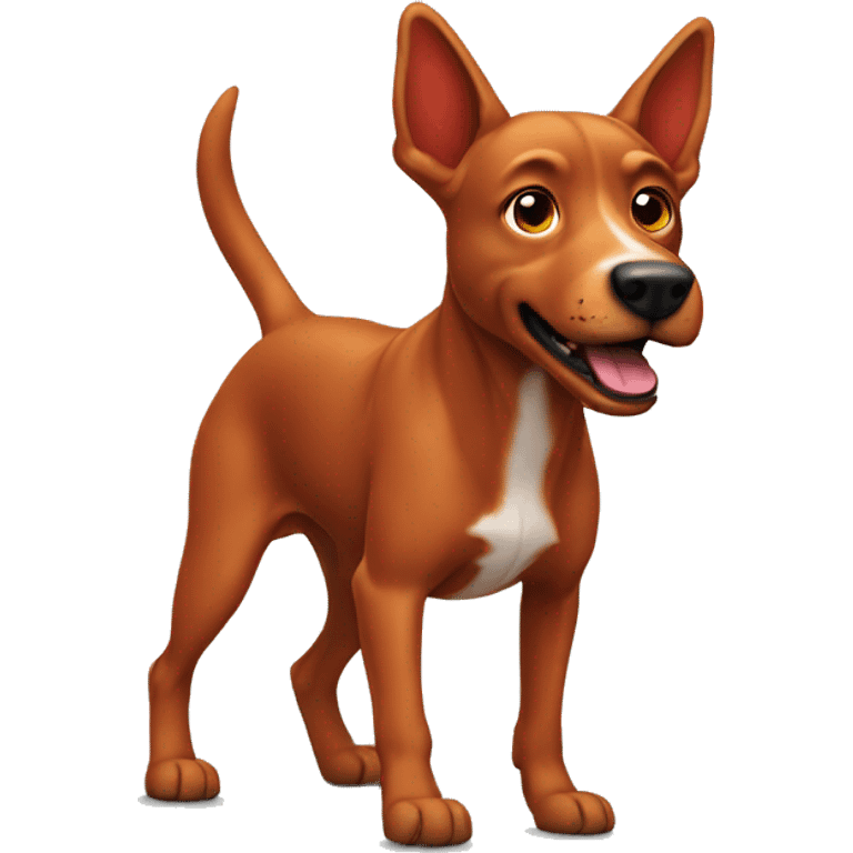 solid red dog with pointed ears running emoji