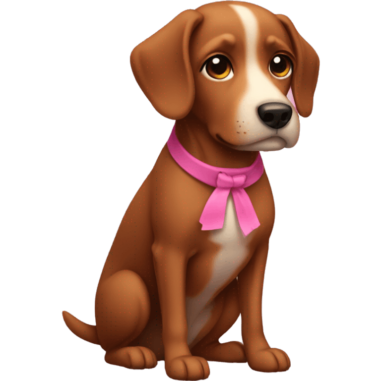 Brown dog with a pink color emoji