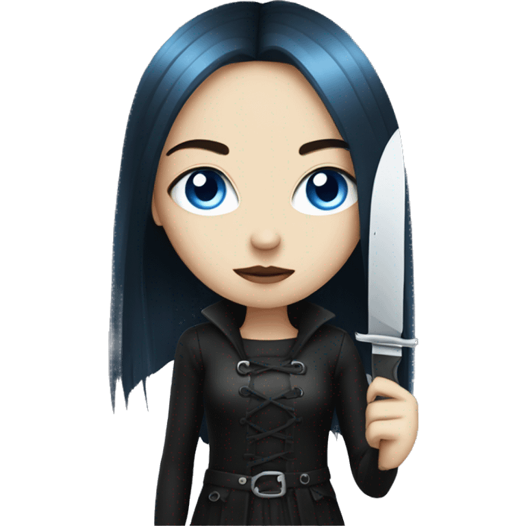 goth girl with blue eyes and knife emoji