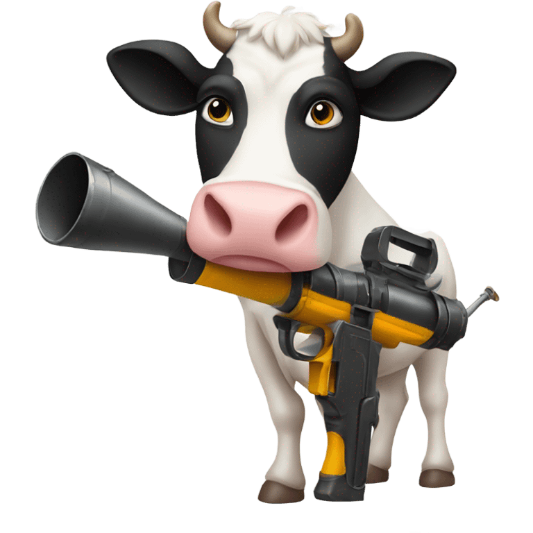 cow holding bazooka emoji