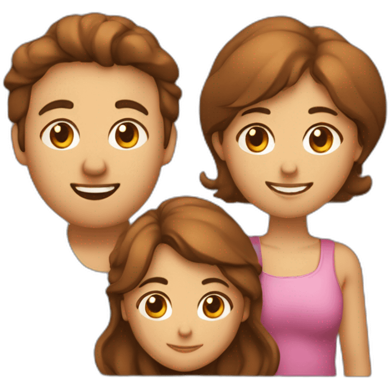 Un couple homme femme avec un homme petit et brun et une femme de taille moyenne et cheveux de couleur châtain emoji