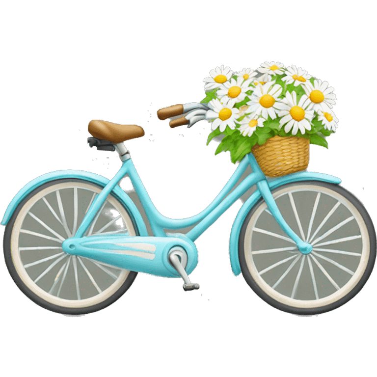  bicycle with front basket has bouquet of daisies  emoji