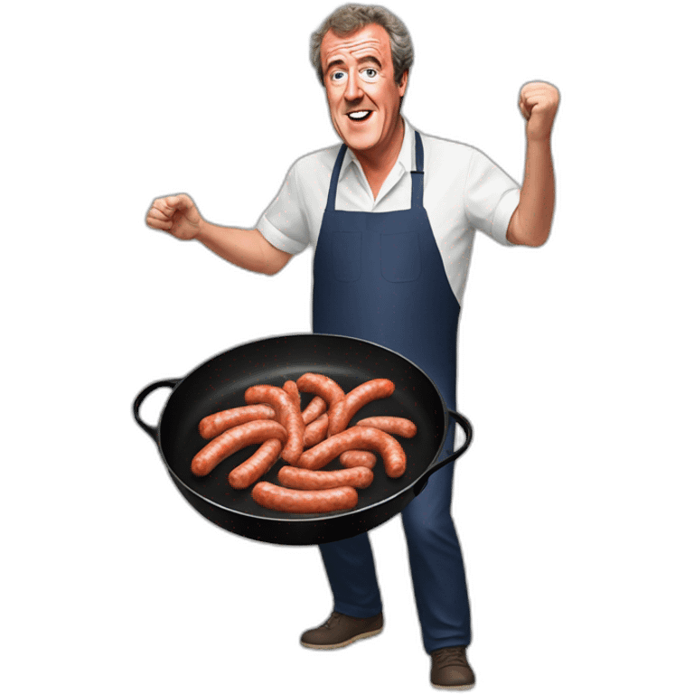 Jeremy clarkson dancing on a frying pan full of sausages emoji