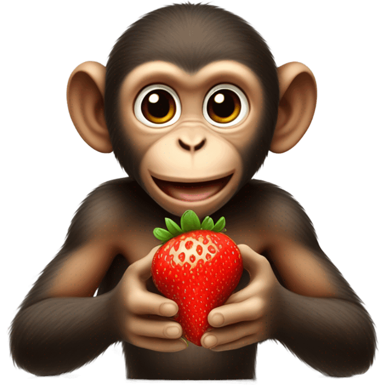 baby monkey holding a strawberry emoji