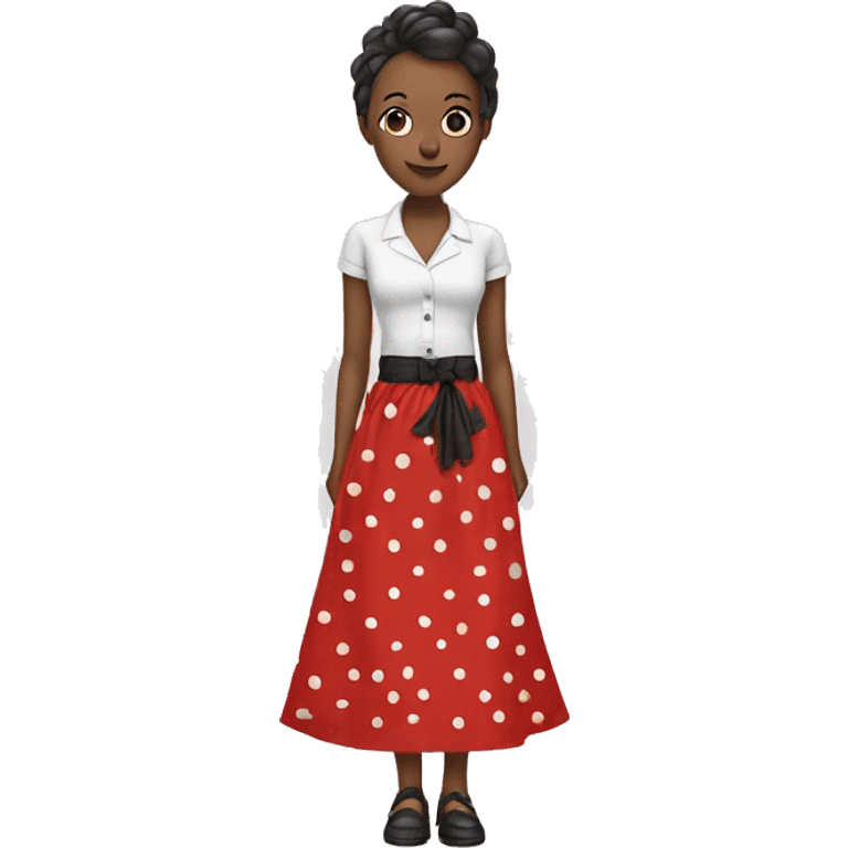 red long skirt with white polka dots, bow tied at waist emoji