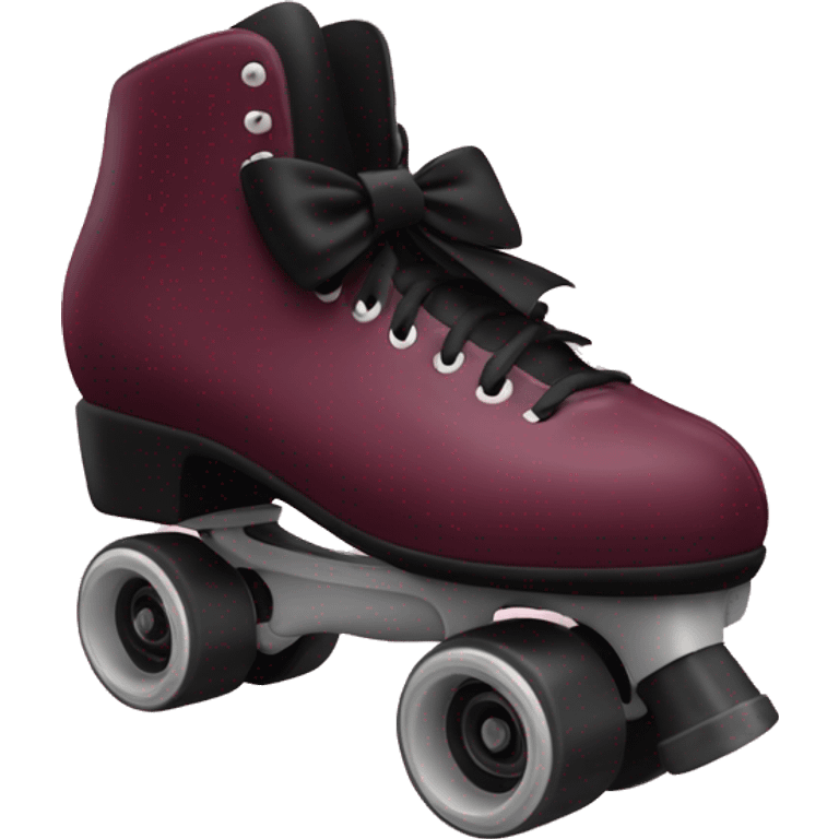 Burgundy roller skates with a black bow emoji