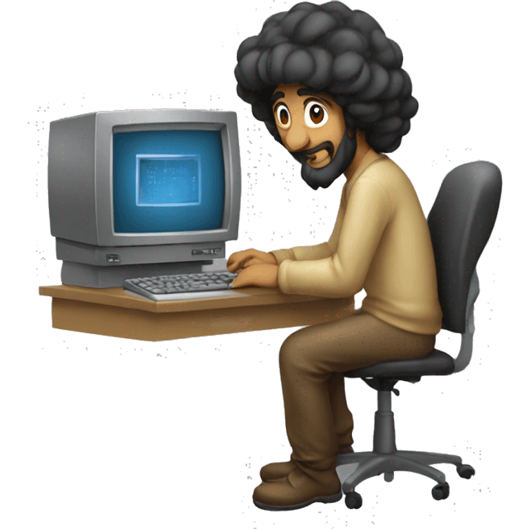 Graphic designer saudi working on an oldest computer emoji