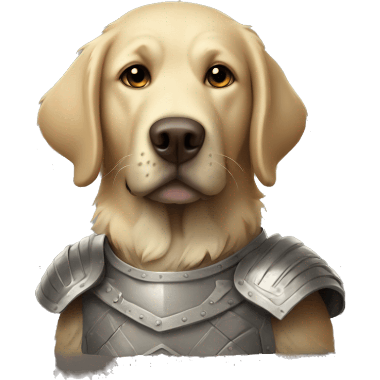 shaggy labrador-like dog in protective armor emoji