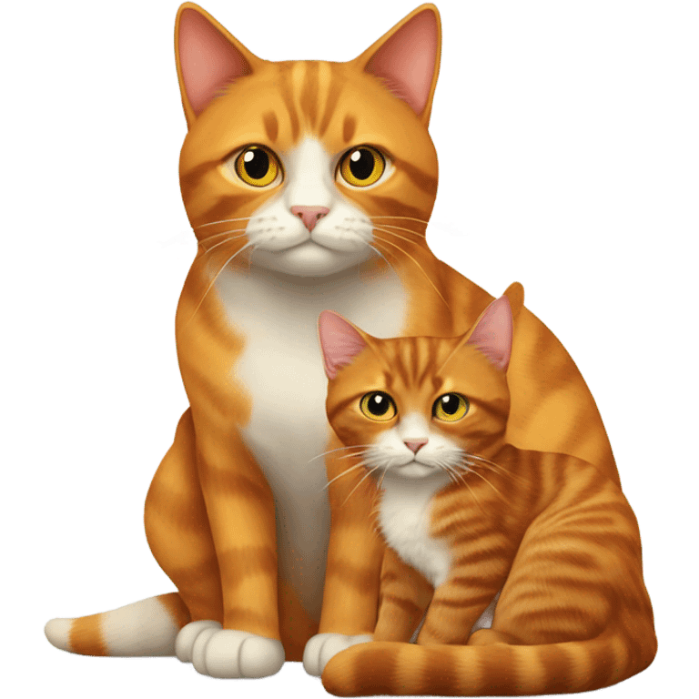 Ginger and a Tortoiseshell colour cat sat next together  emoji