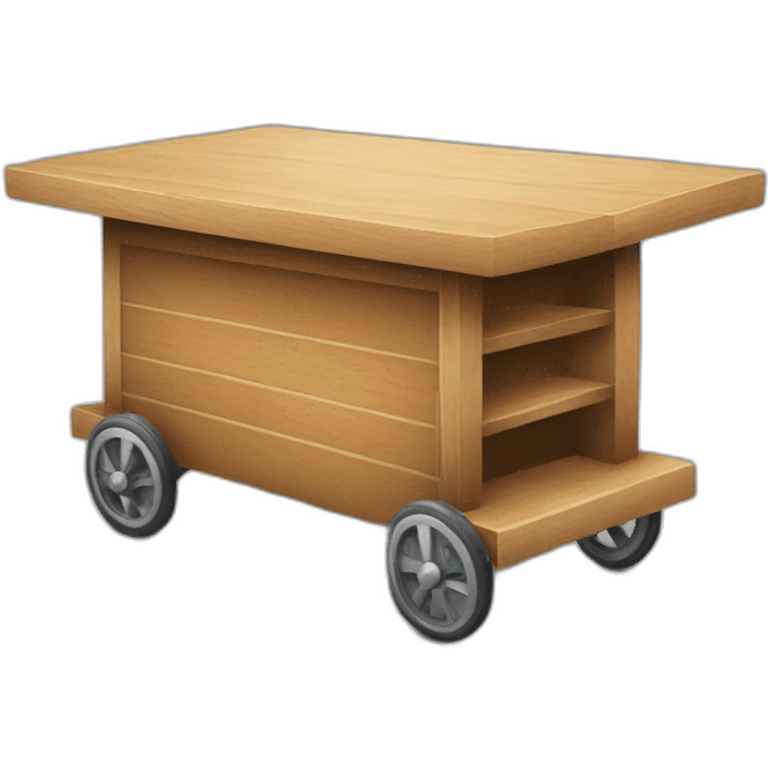 wooden portable counter on wheels emoji