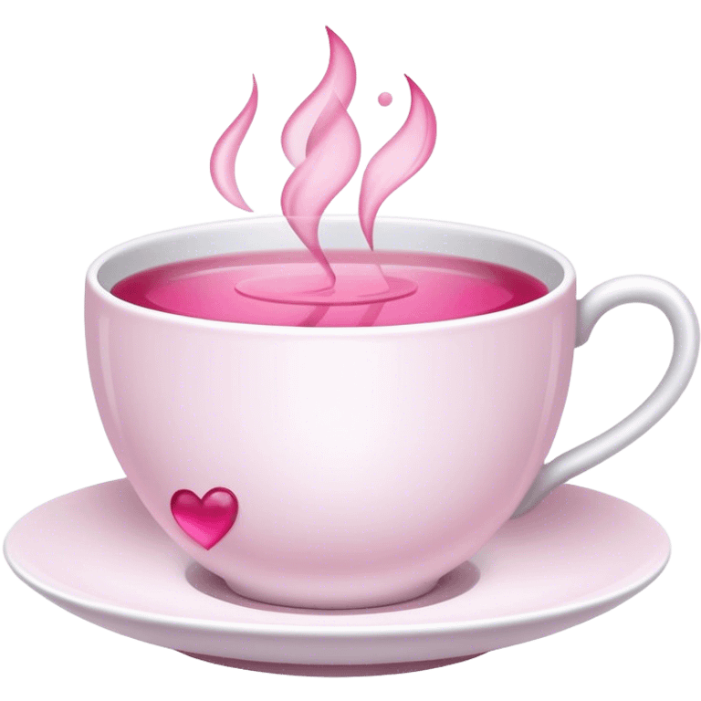 white teacup with pink tea inside of it emoji