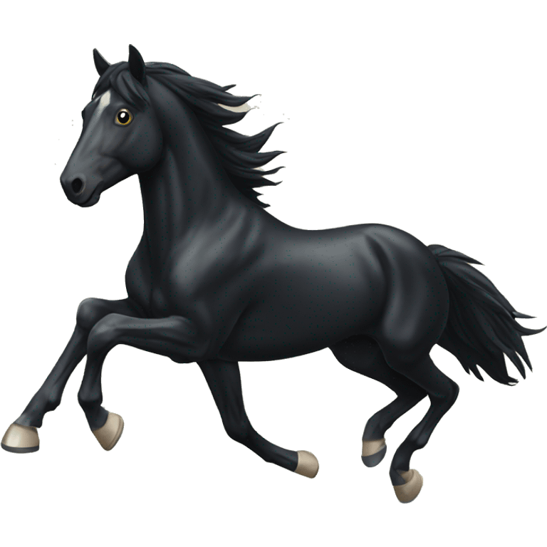 Running black horse  emoji