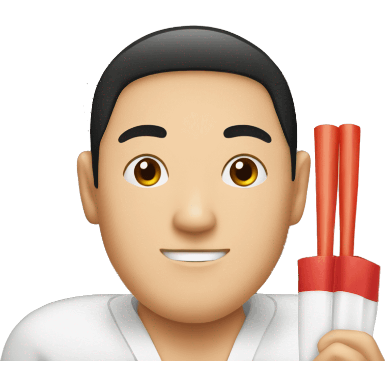 Sushi character in red and black colors emoji