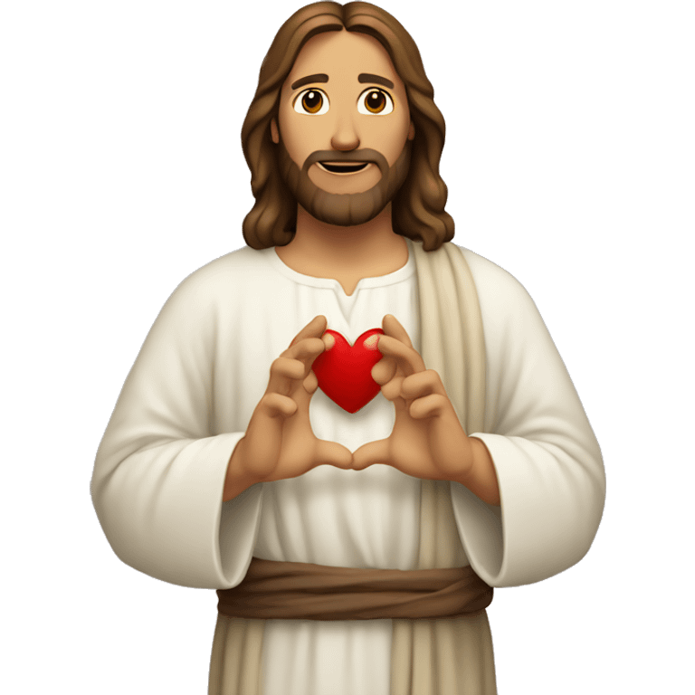 Jesus making a heart hand  emoji