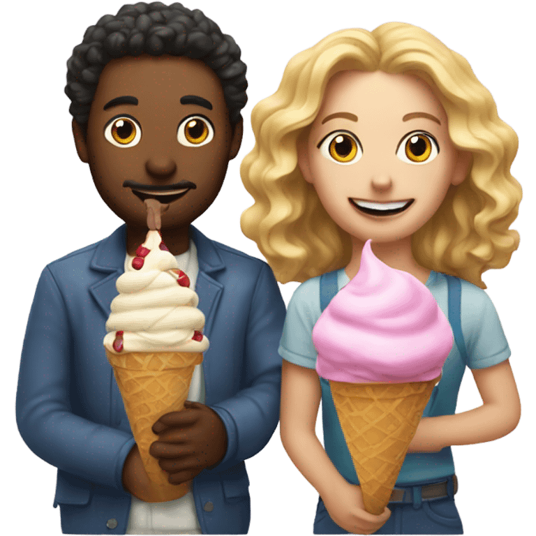 indoor portrait of duo with ice cream emoji