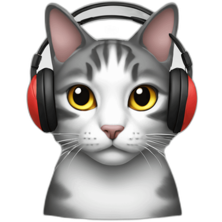 cat with a PC and headphones emoji