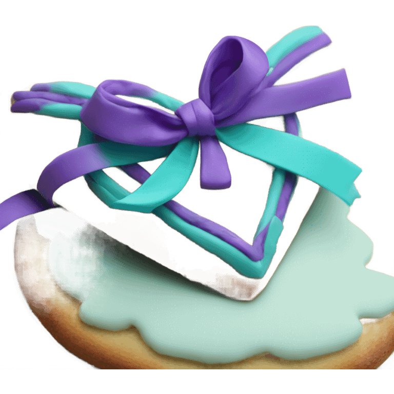 Cookie heart with teal purple support ribbon loop emoji