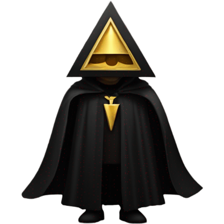 illuminati shadow figure standing in black cloak with gold pyramid on chest emoji