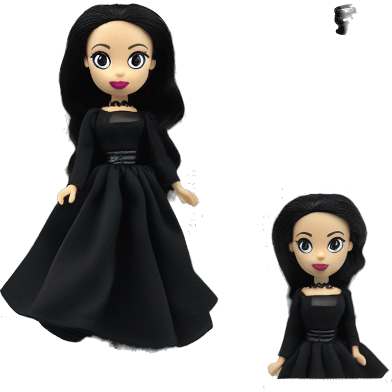 Wednesday Addams Barbie themed Scion Fr-s.  Small very light skin face. Earrings with matching necklaces. Long silky raven hair. black flowing strapless tight evening gown neckline that’s off-the-shoulders shows her legs and black high heel  emoji