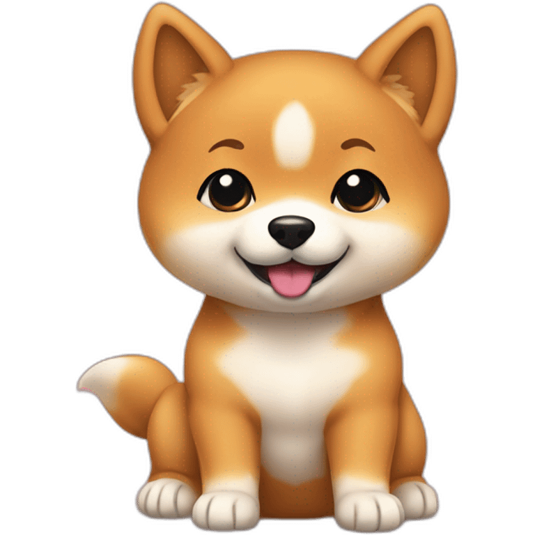 Baby shiba inu cartoon by red background emoji